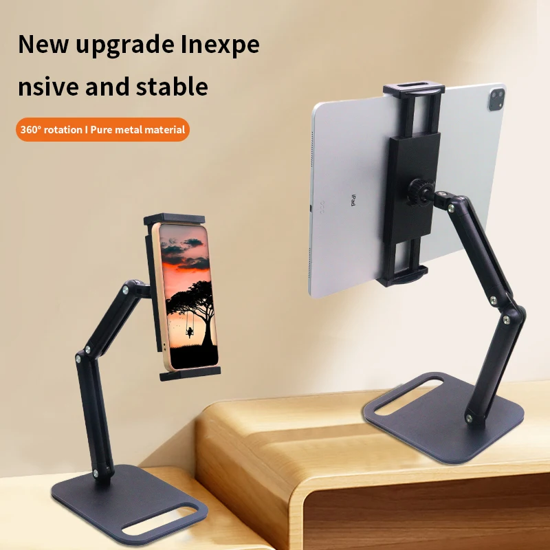 

Adjustable Tablet Stand Holder for Ipad Phone Portable Carbon Steel Desktop Lazy Foldable Bracket Desktop Clamp Stand Support