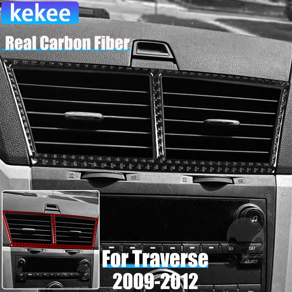 

Real Carbon Fiber Car Accessories Center Console Air Vent Trim Cover Soft Sticker For Chevrolet Traverse 2009 2010 2011 2012