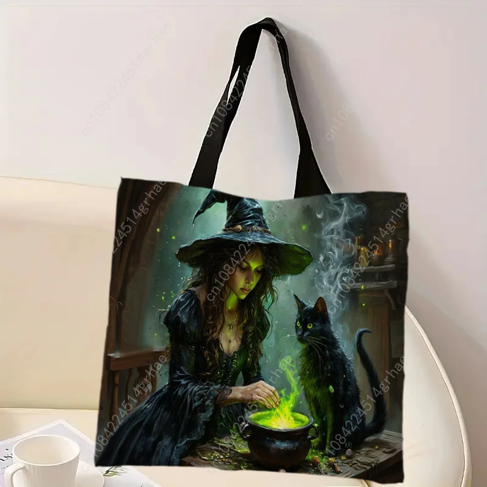 Tas Belanja Bertema Sihir Tas Lucu untuk Perjalanan Luar Ruangan Tas Bahu Kapasitas Besar Hadiah Ajaib Halloween