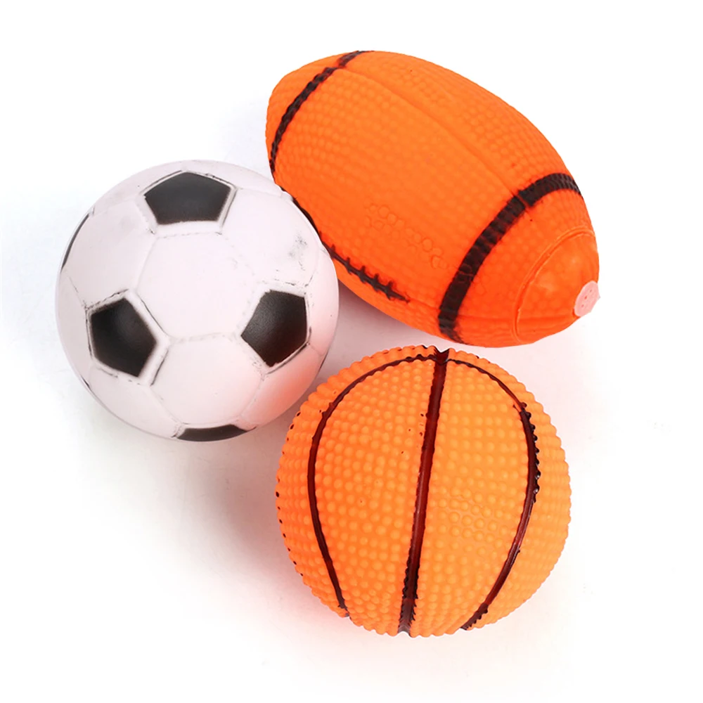 Soft Squeaky Sound Dog Toy Ball Vinyl Rubgby Football Basketball Interactive Toys For Dogs Puppy Small Medium Large Pets Toy