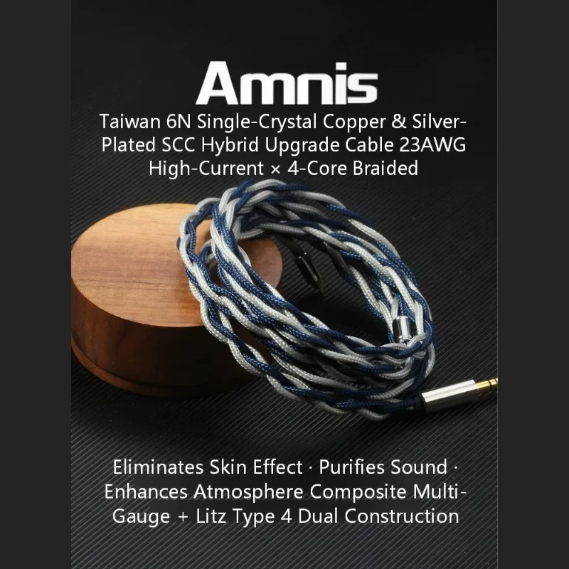 

JUMPER EAR Amnis HiFi IEM Cable Taiwan 6N SCC Silver-Plated Hybrid 23AWG 4-Core MMCX 0.78mm 2Pin Balanced 3.5/2.5/4.4mm