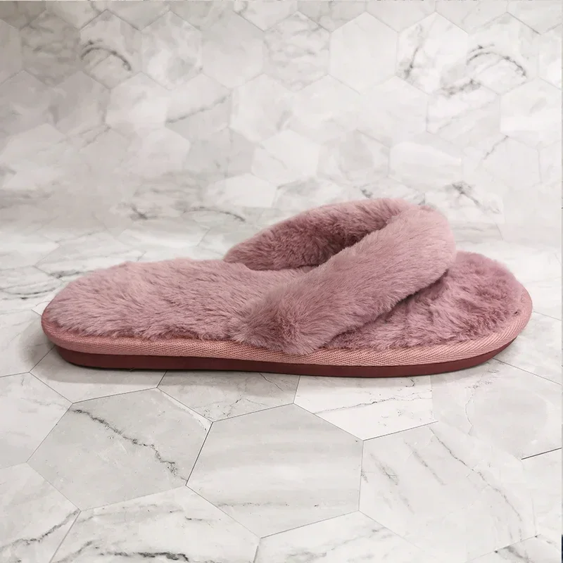 Plush Thick Velvet Woman Home Slippers Indoor Flip Flops Fur Slides Leisure Winter Autumn Slipper Female Comfort Footwear