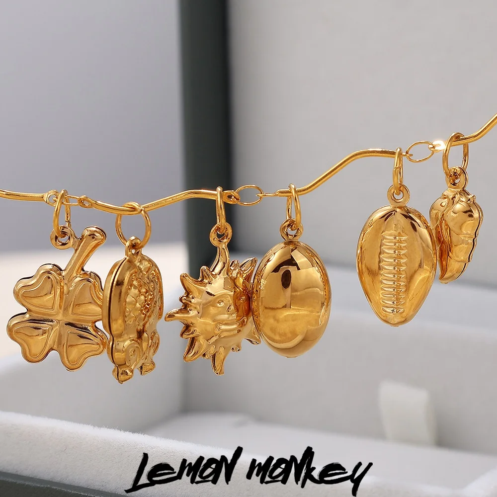 

Multi-element DIY necklace pendant made of stainless steel 18k ocean series flowers gold-plated for ladies