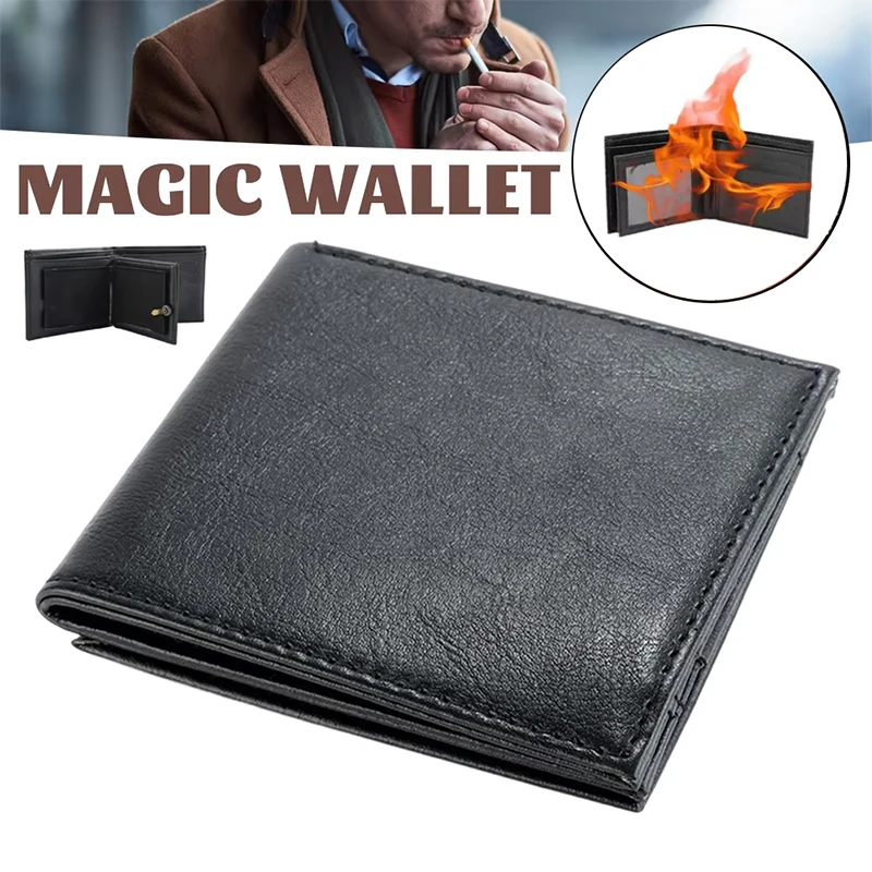 Magic Fire Wallet Street Trick Show Close Up Magic Props Flame Lighters Smoking Accessories Money Card Storage Purse Fold Wallet