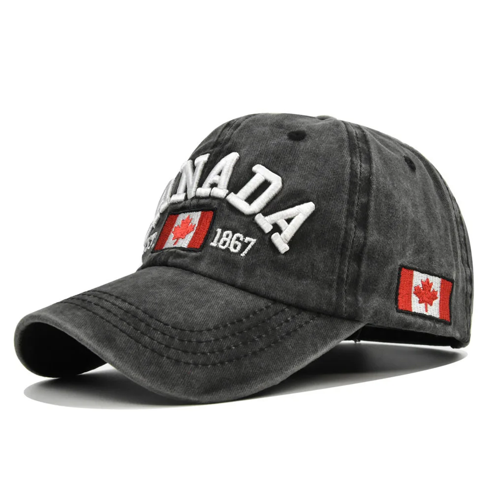 

Washed Cotton Golf Dad Hat CANADA Embroidered Baseball Maple Leaf Washed Vintage Duckbill Curved Brim Sun Hat Large Cap