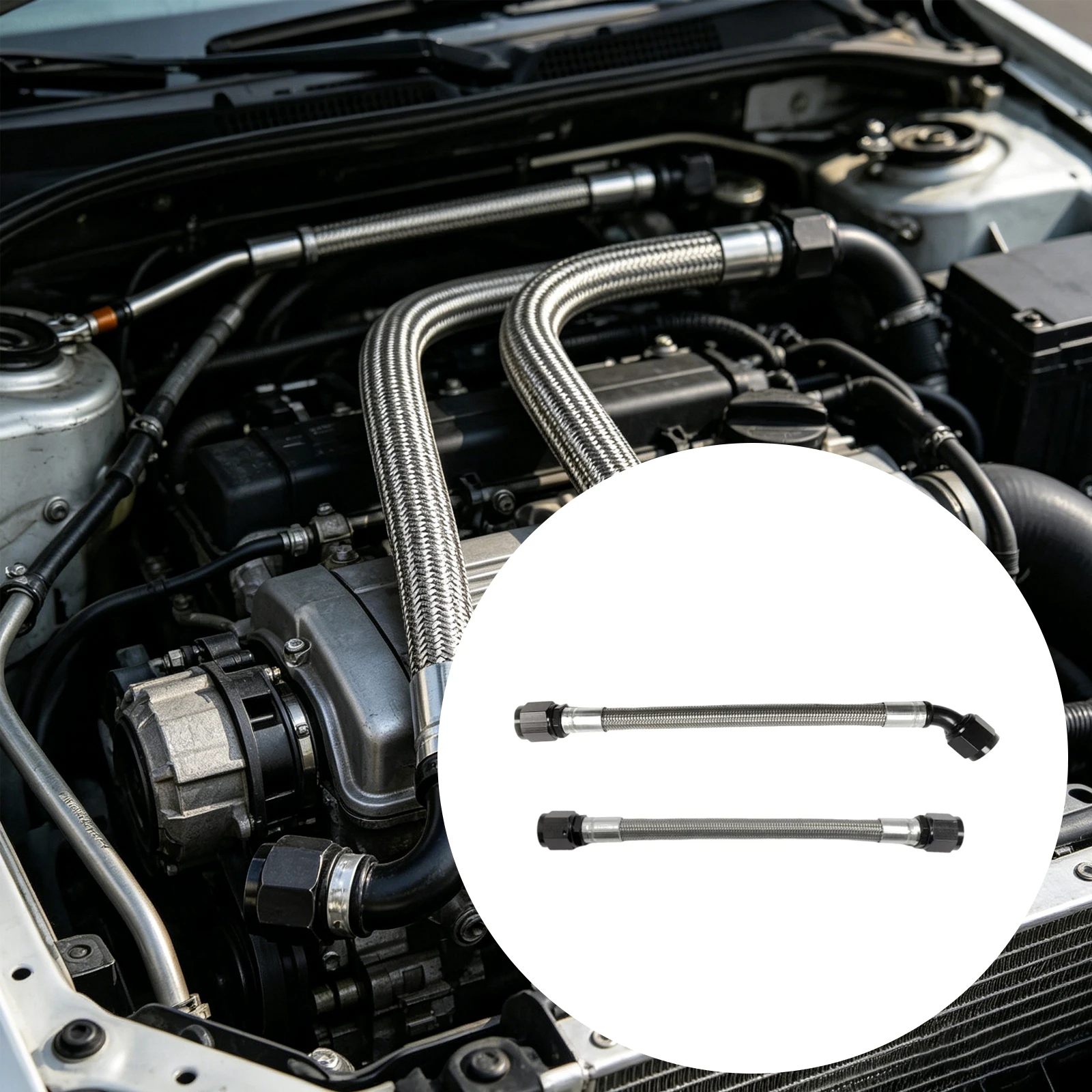 AN4 AN6 AN8 AN10 AN12 Crimp Fitting S.S Braid PTFE Hose Set Oil Fuel Hose Pipe Set Hose Assembly Universal