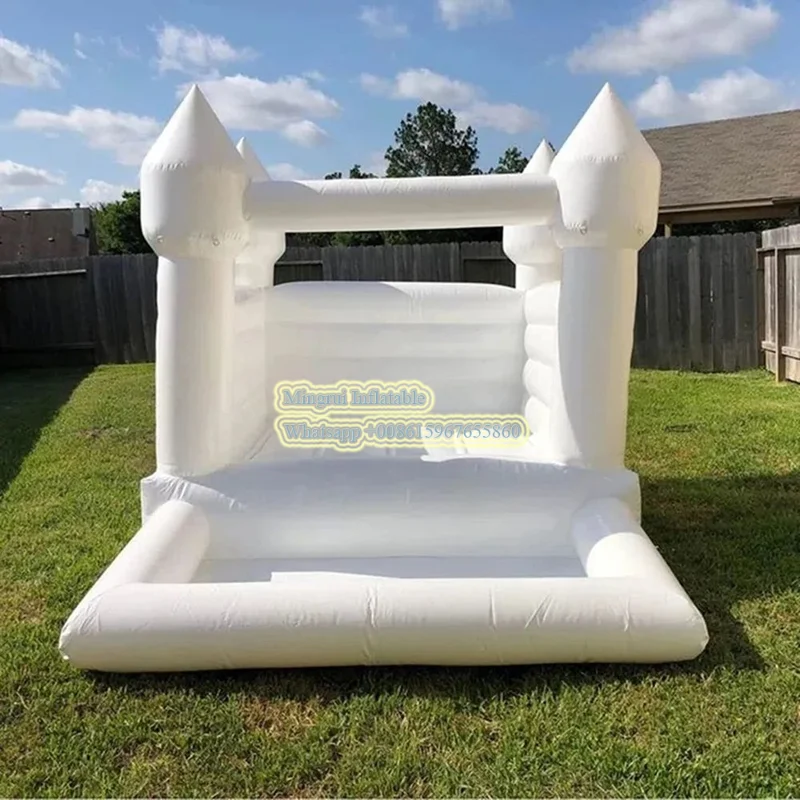 White Bounce House 10*8*8 ft Inflatable Bouncy House Castle Commercial Grade Weddingg Jumping Bed for Kids with blower free ship