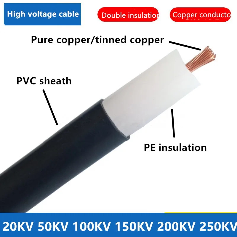 Imagem -03 - Cabo Anti-estático de Alta Tensão pe Cabo Pulverização de Remoção de Poeira Cabo de Teste 50kv 100kv 150kv 200kv 20 kv 17 Awg 15 Awg 13 Awg 11 Awg 9awg