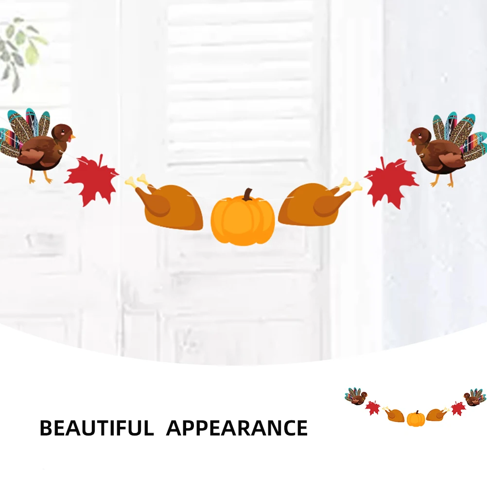 

1pc Pumpkin Banner Thanksgiving Supplies Turkey Banner Thanksgiving Easy Party Decoration Supplies Assembly Flags