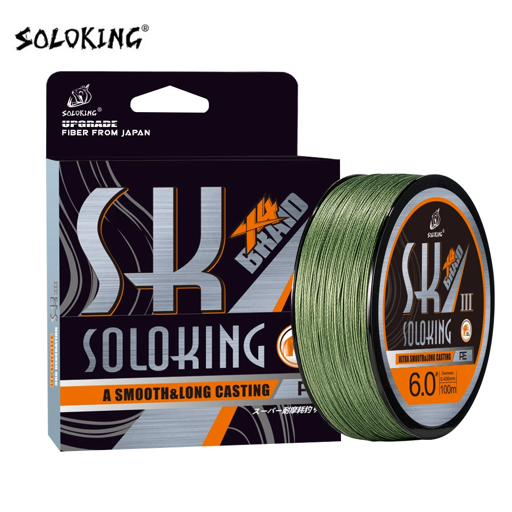 SOLOKING 100M Braided PE Fishing Line Super Strong Fishing Line Multifilament Japanese Material 10-80LB 4 Strands PE Line