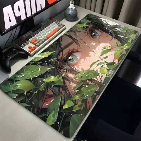고급 애니메이션 소녀 아름다운 눈 실리콘 게이밍 마우스 패드 대형 엣지 잠금 키보드 패드 마우스 패드 미끄럼 방지 테이블 매트