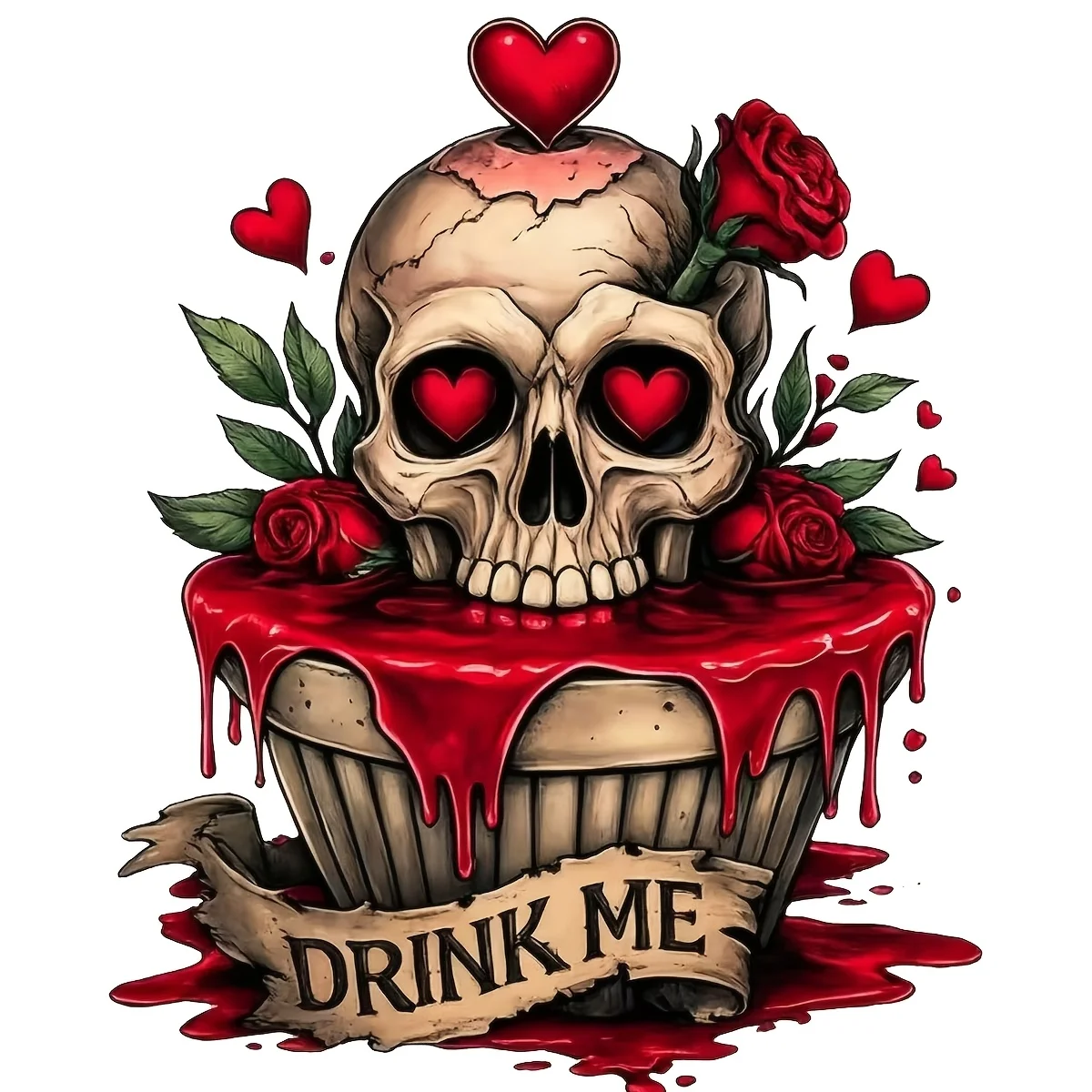 1pc Skull Heart Rose Vinyl Sticker, Scratch-Resistant Decal for Motorcycle Car Safety Bar Body Decoration