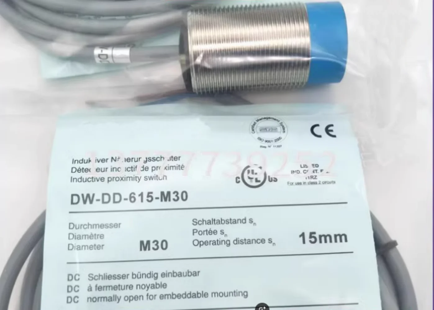 

Индуктивный бесконтактный переключатель DW-DD-615-M30, 2 провода постоянного тока, нормально открытый металлический индукционный переключатель, 2 шт.