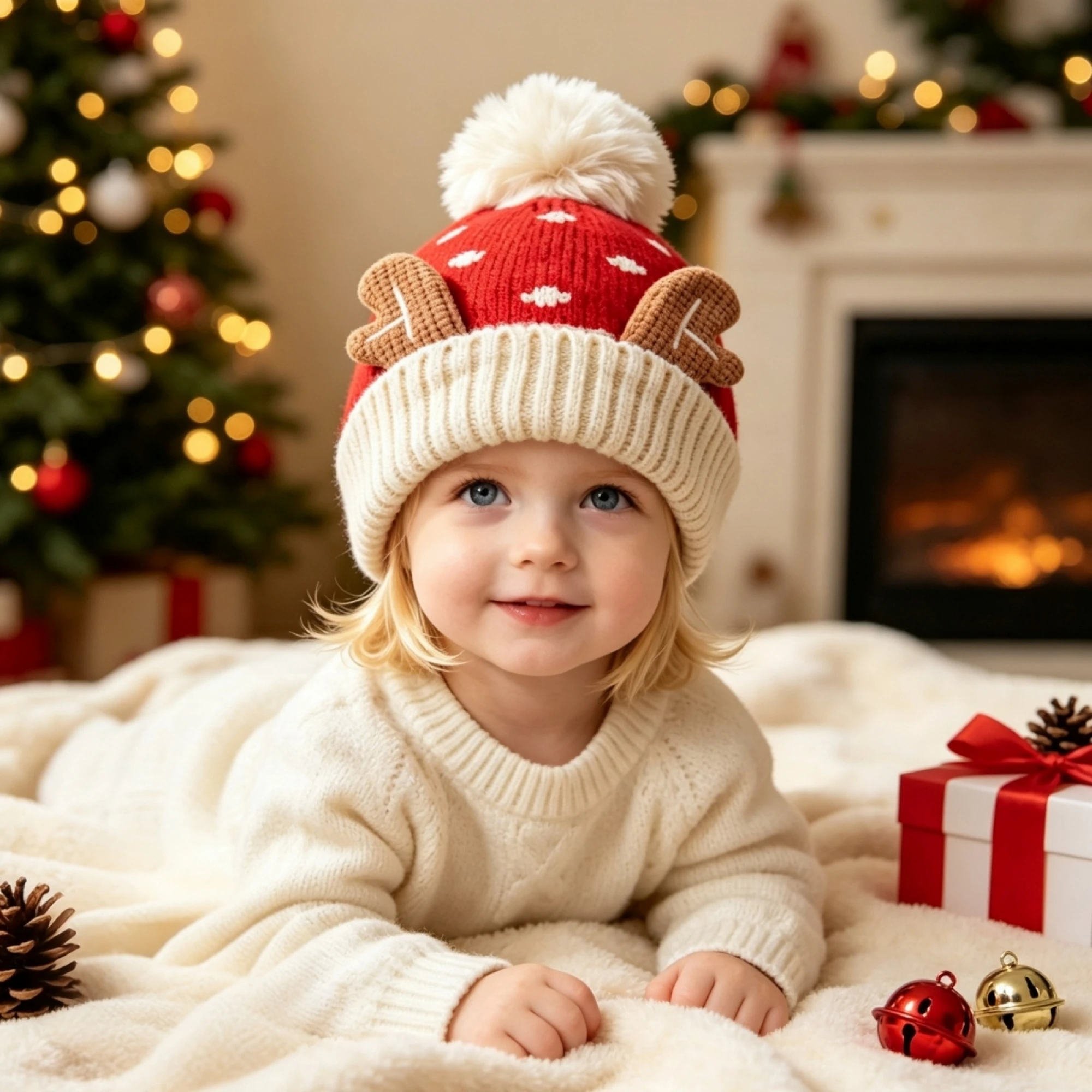 Kids' Reindeer & Snowflake Knit Hat — product detail 4