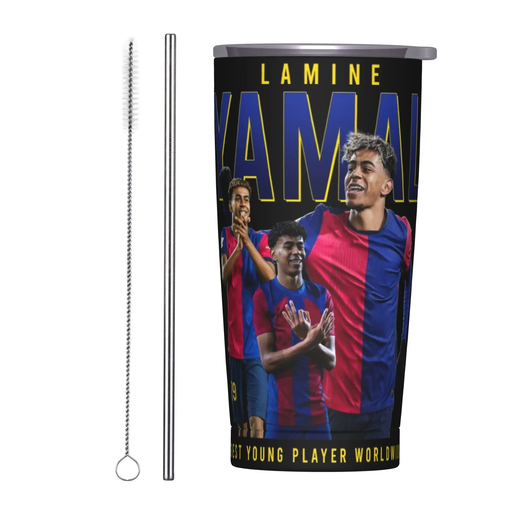 Lamine Y-Yamal Tumbler Vacuum Insulated Football Soccer Thermal Cup Stainless Steel Office Home Mug Water Bottle, 20oz