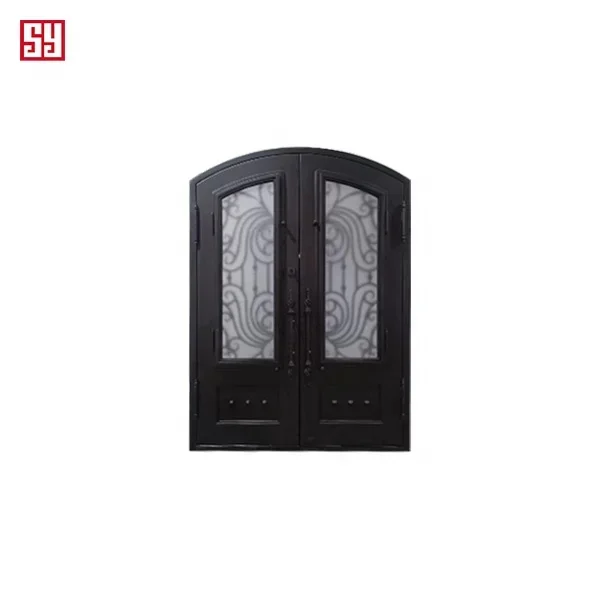 Porte d'entrée de luxe moderne FiViolet, style d'écran, fer forgé, verre privé, acier, extérieur, design minimaliste, balançoire personnalisée