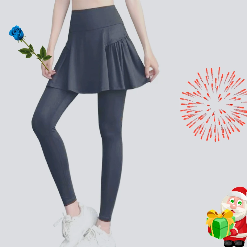 Calças de virilha invisível cintura alta saia falsa de duas peças calças de yoga femininas, sexy, selvagem, apaixonado, fácil para casais de sair