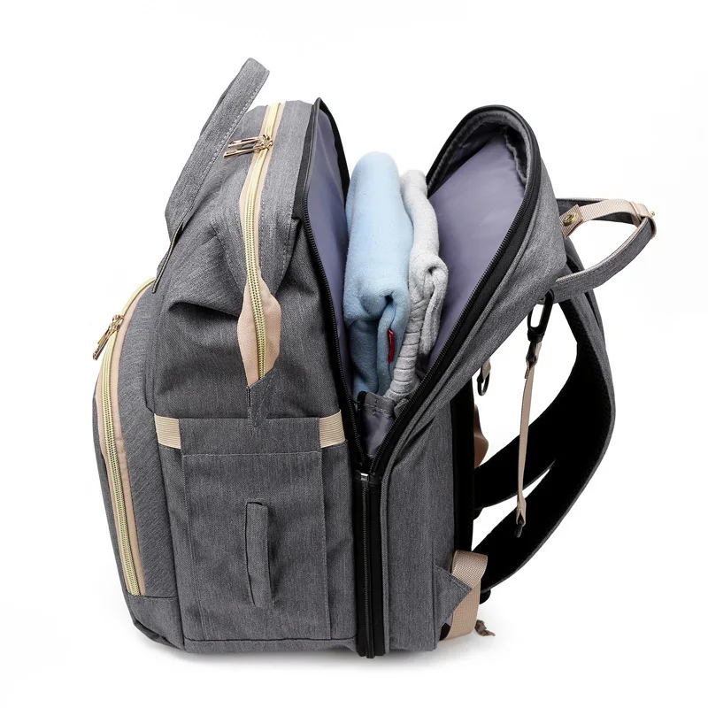 New Upgraded Multi Functional Foldable Detachable Feminine Backpack Large Capacity Mommy Bed Bag  Portable  Backpack Mother Baby