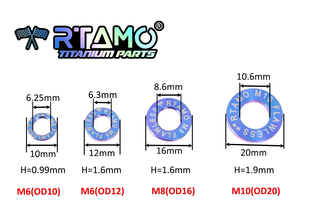 RTAMO Gr5 Titan-Unterlegscheibe M4 M5 M6 M8 M10 M12 Dichtung für Motorrad, Fahrrad, Automobil (1 Stück) – Detail 1