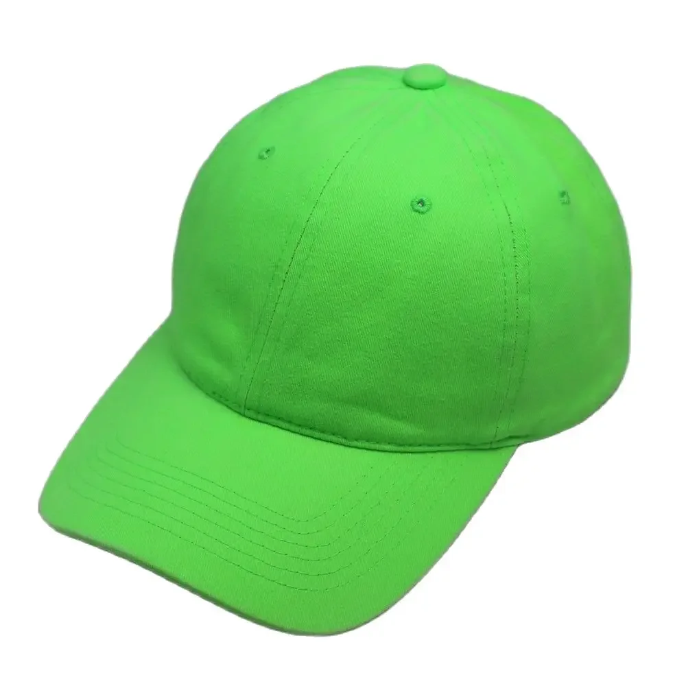 Wahsed Dazzling Blank Women\'s Plain Cap Men Cotton Baseball Cap Neon Green Yellow Orange Pink