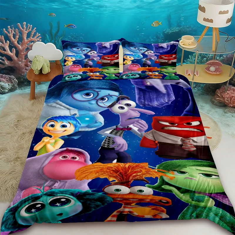 

Детский комплект постельного белья из 3 предметов: пододеяльник и 2 наволочки с мультяшным аниме-принтом (дизайн «Внутри и снаружи»), для кроватей размеров Queen, King, Full, декор для спальни