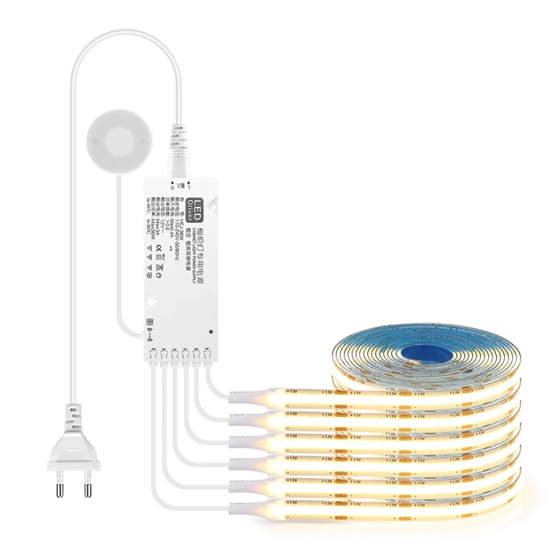 

Touch Sensor Under Cabinet Light Dimmable COB LED Strip Suitable for Bedroom, Wardrobe, Indoor Kitchen Outline,EU Plug