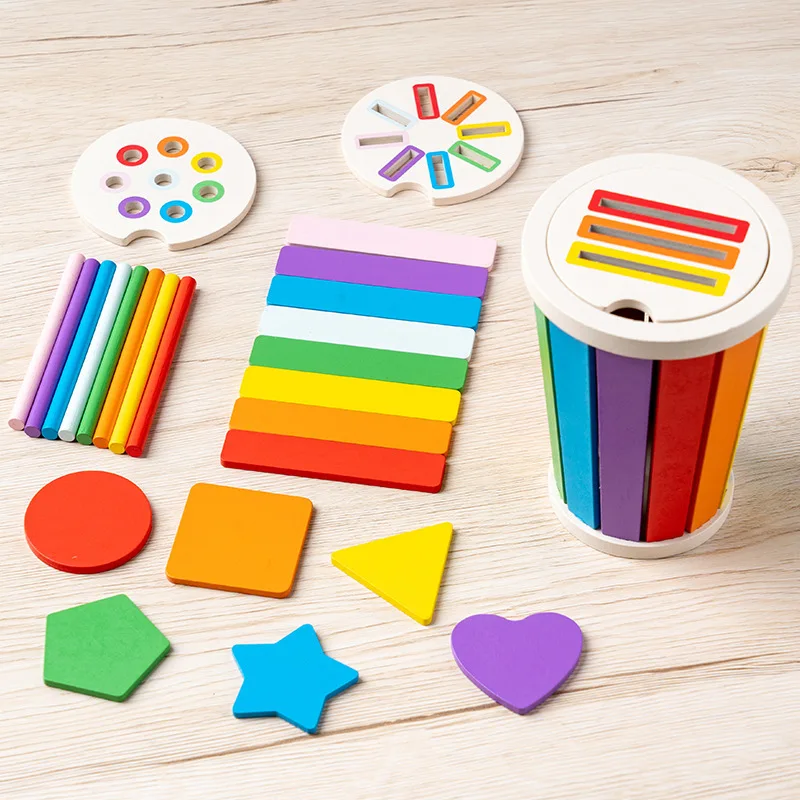 Brinquedos correspondentes de classificação de cores, brinquedos de reconhecimento de formas de madeira, brinquedos educativos para aprendizagem de matemática infantil, presentes esportivos