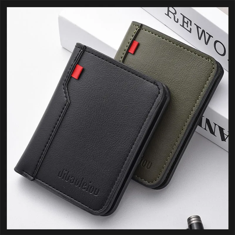 New Minimalist PU Leather Retro Men's Wallet Soft Lightweight Coin Purse Ultra Thin Slim Wallet Money Clip Men 2024