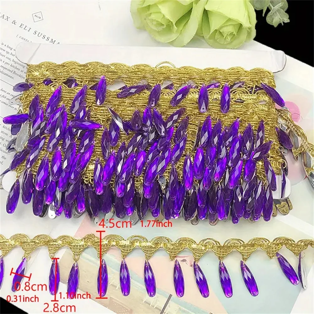 2 Yards of Hand-made Hanging Piece Lace 4.5cm Wide Diy Performance Dance Opera Costume Fringe Accessories Clothing Accessories