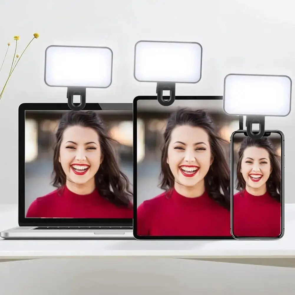 12 مصباح ليد لسيلفي ، مشبك ، usb/بطارية ، للكمبيوتر المحمول ، ipad، الكاميرا ، مع وضعين