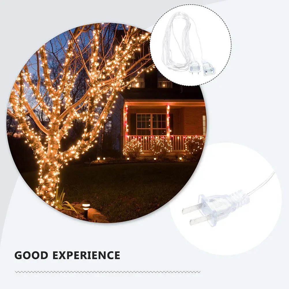 4Pcs Curtain Light Extension Cord Clear 5M Indoor String Light Power Extension Cable LED Lamp Wire Party Prop Plug Wire