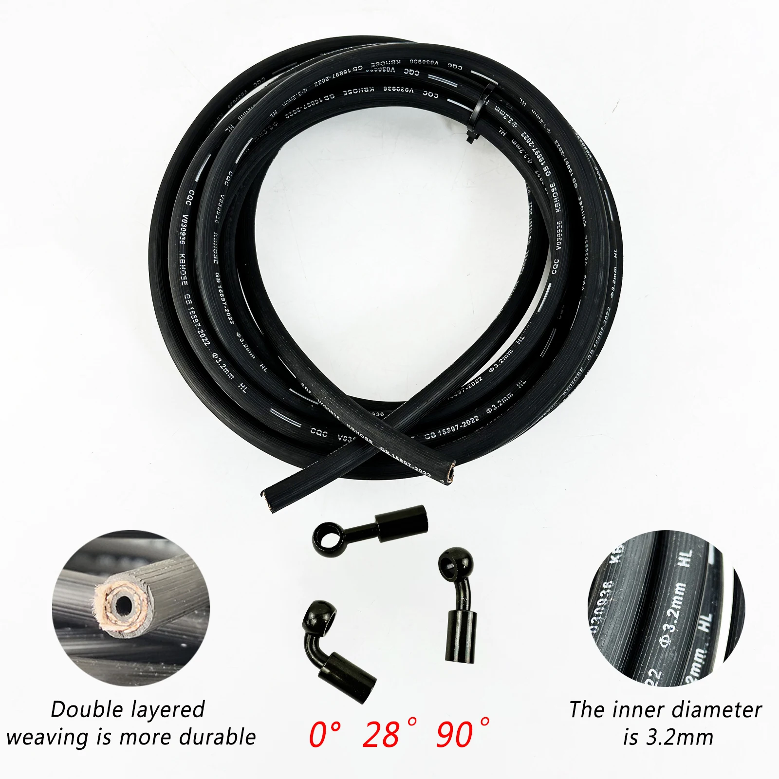 300-5000MM 28°-90° Braided Steel Hydraulic Brake Oil Line Kit Universal Upgrade Replacement for Motorcycles SUV Racing