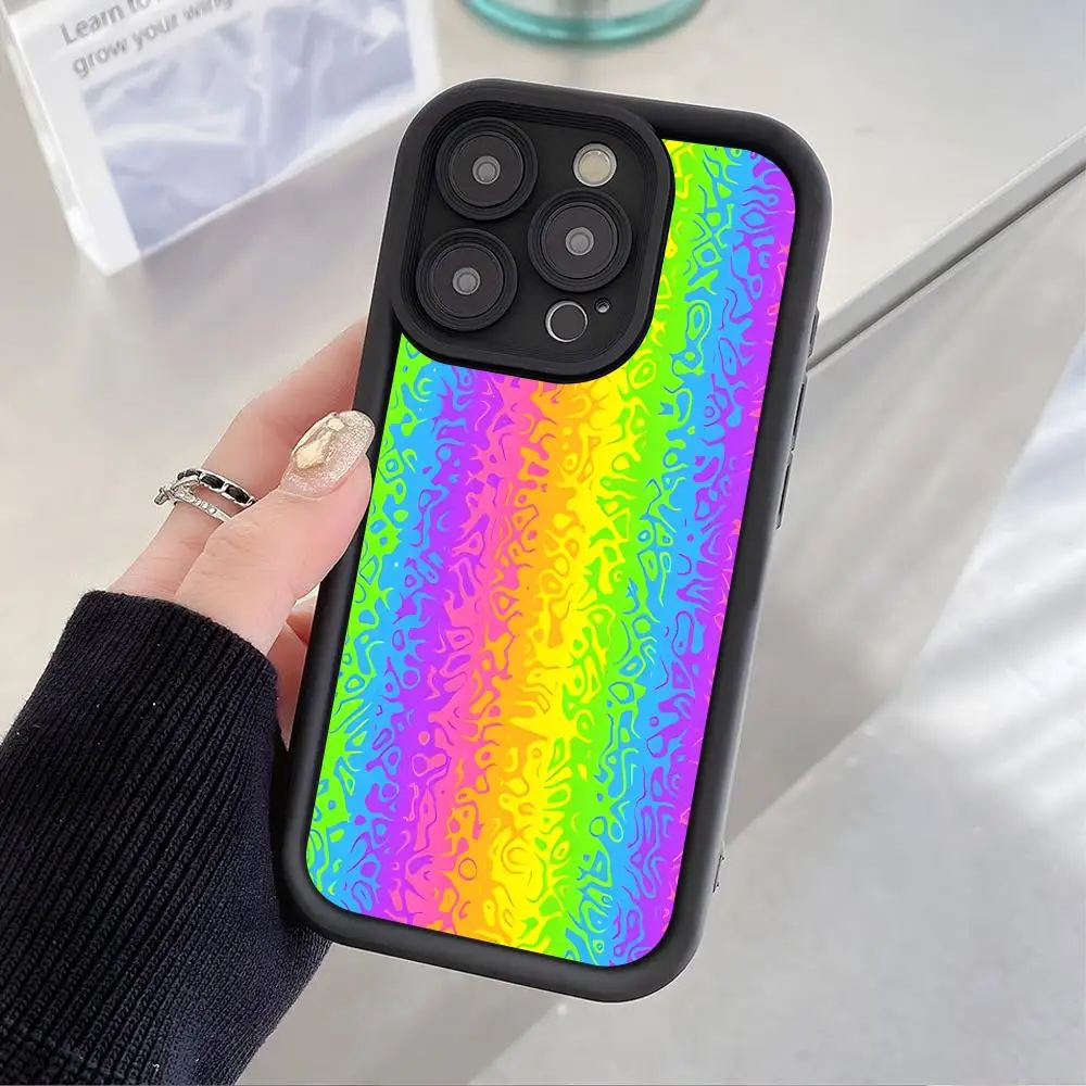 Rainbow Neon Mobile Phone Case for iPhone 17 16 15 14 13 12 11 Air Pro Max Plus Thicken TPU Colorful Cover Luxury Cover Pretty