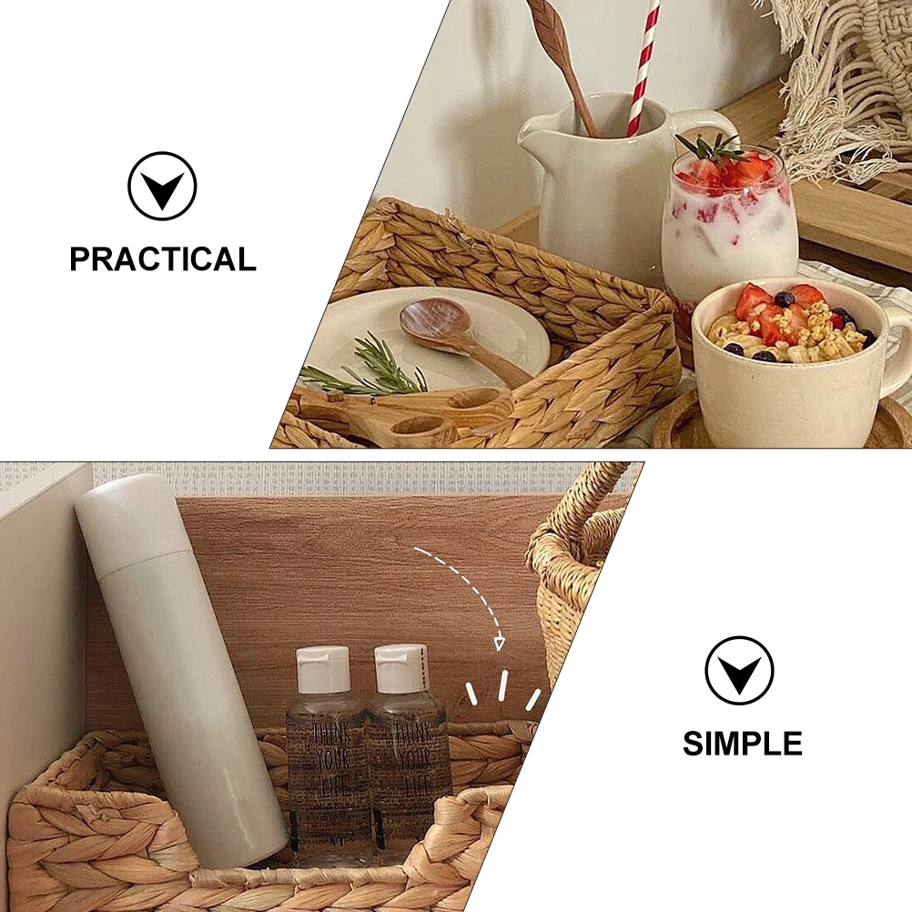 

1Pc Storage Basket Handmade Woven Natural Warm Decor Attractive Accent Food Fruits Desktop Organizer