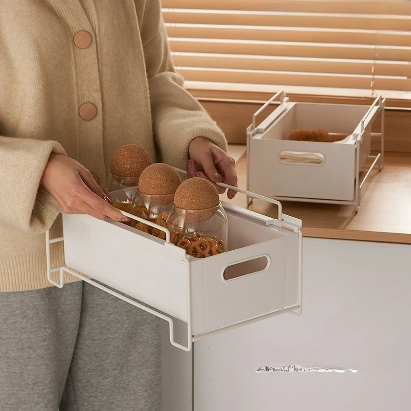 

Cabinet Pull-out Storage Box Overlapping Kitchen Storage Cleaning Shelves Household Finishing Wrought Iron Shelves