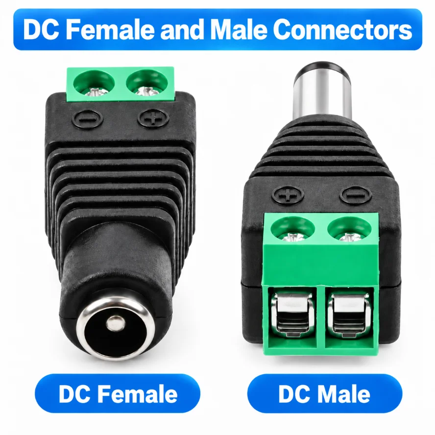10Pcs 5.5*2.1mm DC Male Female Power Connector DC5~38V Jack Plug Terminal Adapter for LED Strip Light CCTV Camera Router