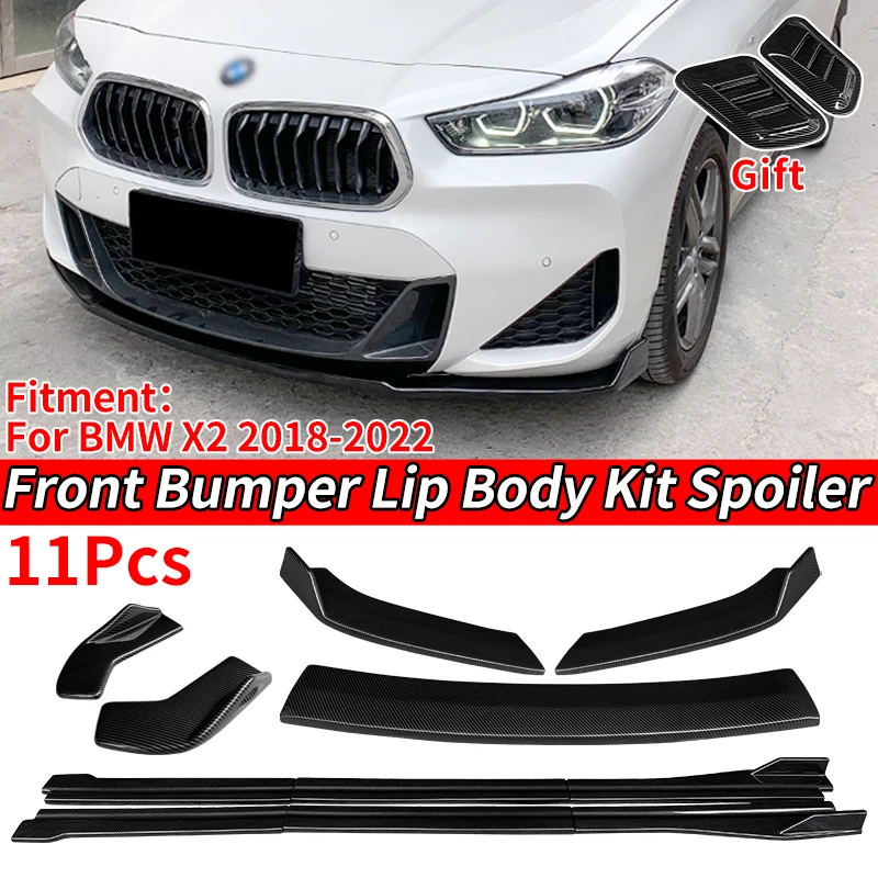 Car Front Bumper Splitters Lip Body Kit Spoiler Side Skirts Extensions Rear Wrap Angle ABS For BMW X2 F39 2018 2019 2021 2022