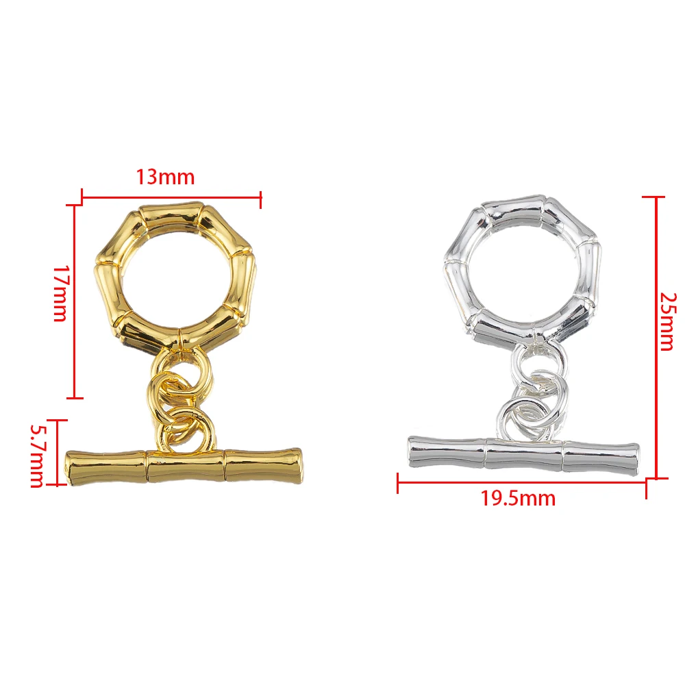 2/4/8 szt. pozłacane 18-karatowym złotem mosiężne zapięcia typu toggle, zapięcia OT do bransoletek, naszyjników, akcesoria do wyrobu biżuterii DIY