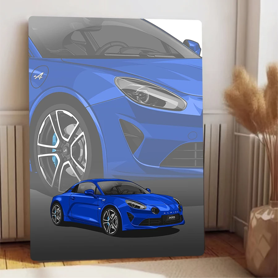 جبال الألب A110 سيارة رياضية معدنية جدار الفن اللوحة الحديد الزخرفية لعشاق السيارات #4