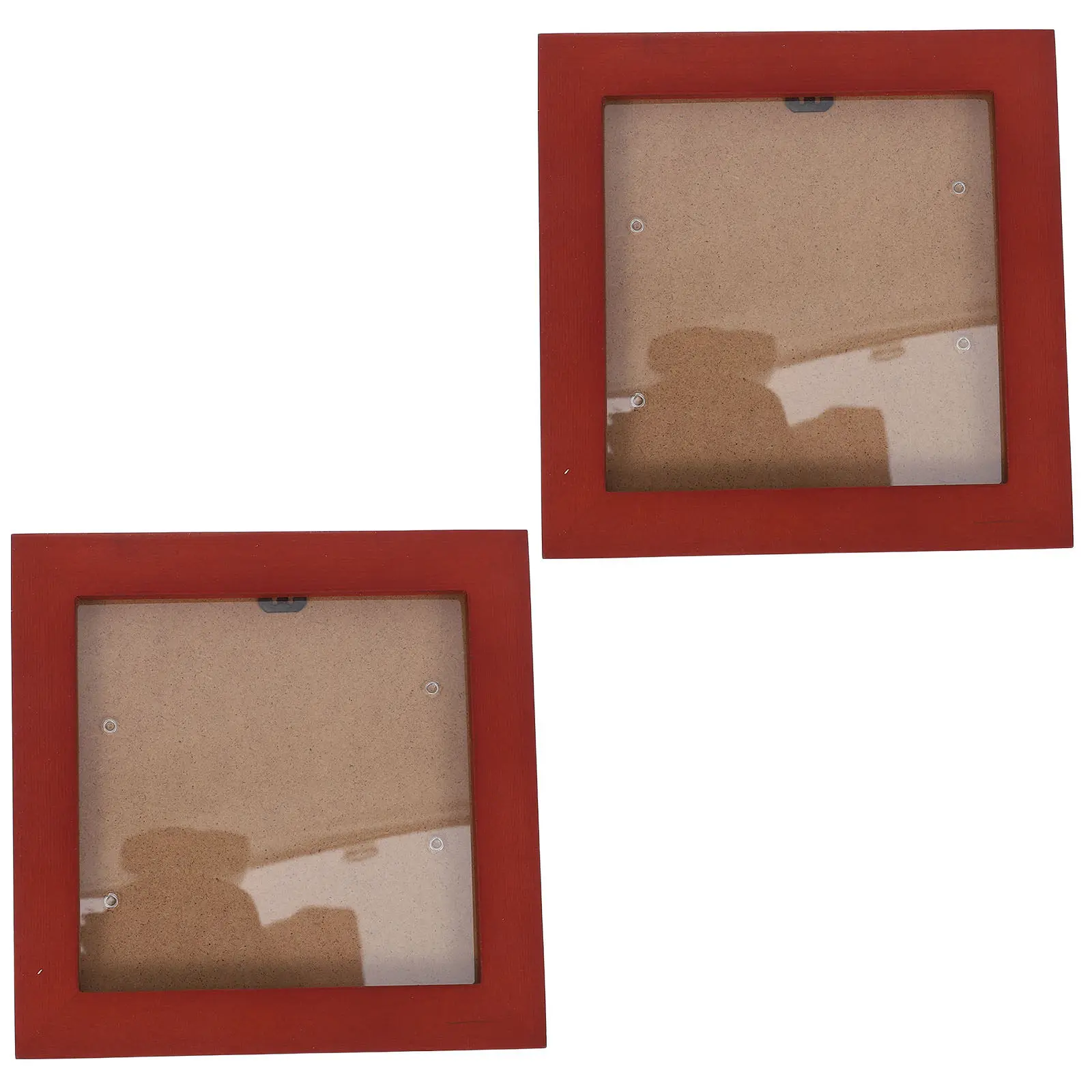 2Pcs Wood Cd Rack Square Picture Frame 5x5 Birthday Wedding Photo Calligraphy Art Wall Display Dark Red Desk Storage Organizer