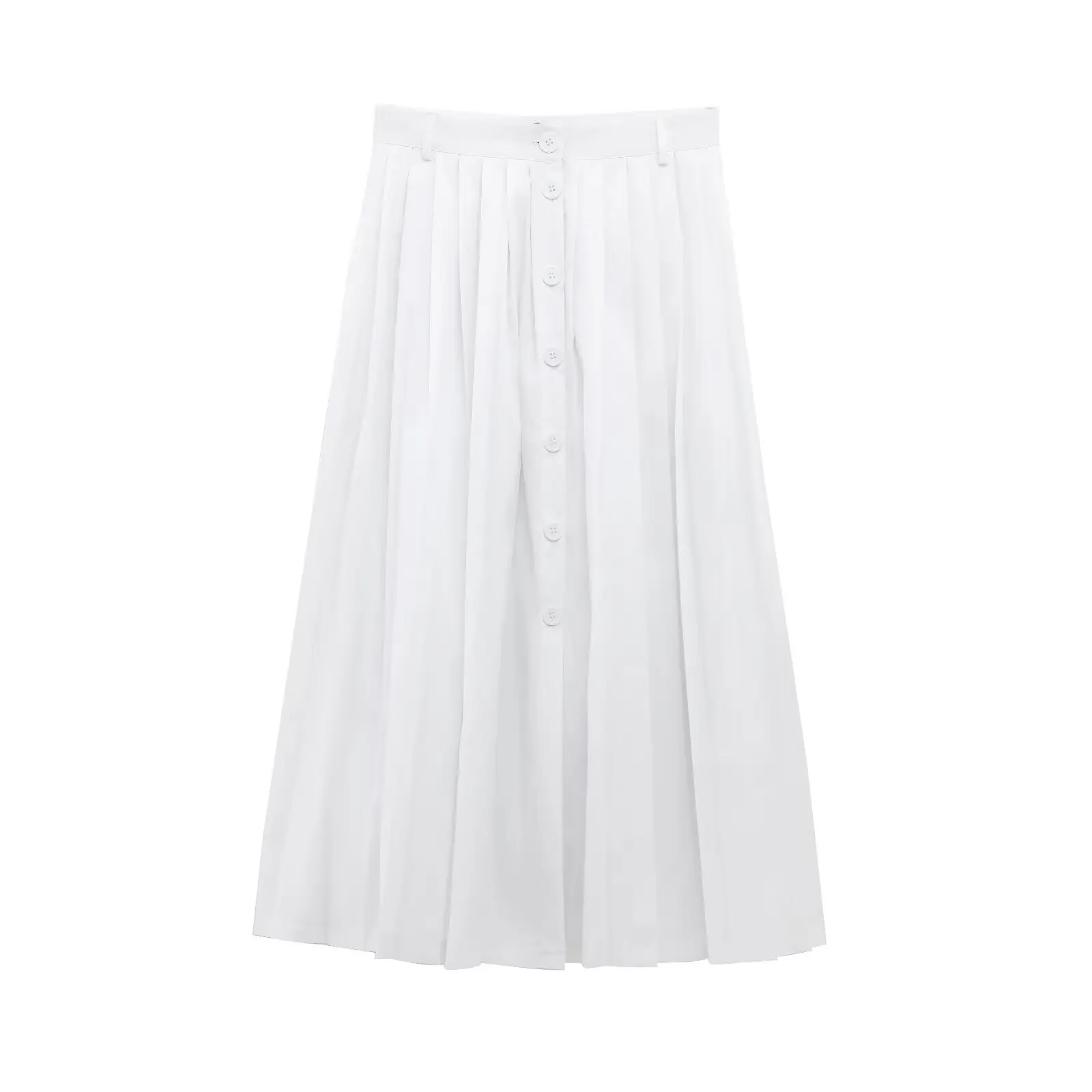 

Taop&Za women's clothing 2025 summer new single-breasted strap pleated mid-waist midi skirt 3067405