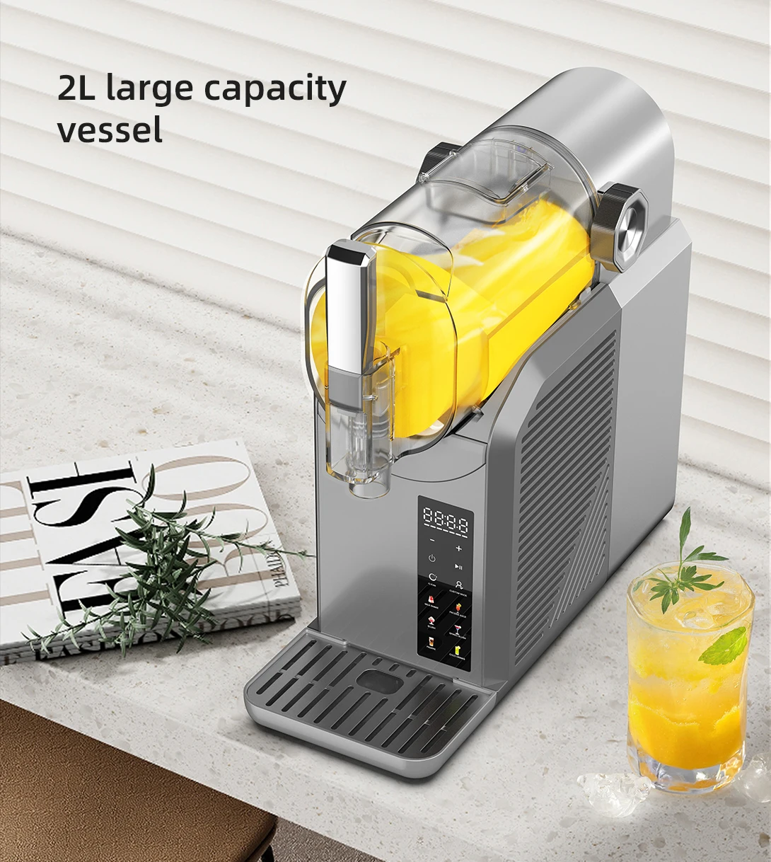 

Hot Sale 2L Slushie Machine with Blender Quick zing Frozen Margaritas Smoothies Ice Cream Maker Energy Saving