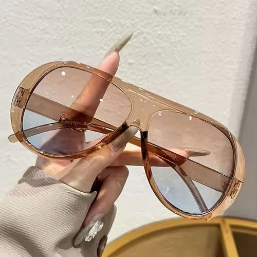 OEC CPO Fashion Double Bridges Pilot Sunglasses Women Large Frame Shades UV400 Retro Sun Glasses Female Orange Yellow Eyewear - Image 8