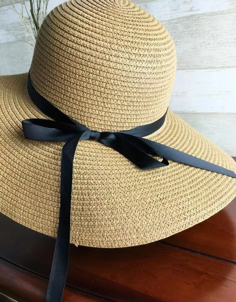 COKK Women Summer Hat Straw Sun Hat Beach UV Protect Travel Cap Lady Cap Female Simple Foldable Wide Brim Floppy Girls Beach Hat