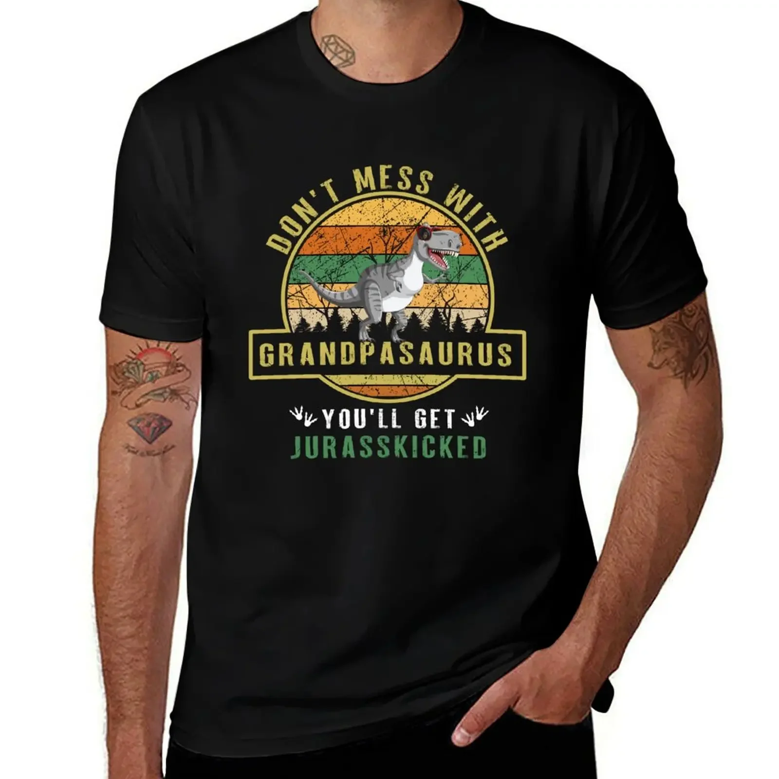 Dont Mess With Grandpasaurus Youll Get Jurasskicked Vintage- Gift For Fathers Day Birthday- Daddy Grandpa T-Shirt