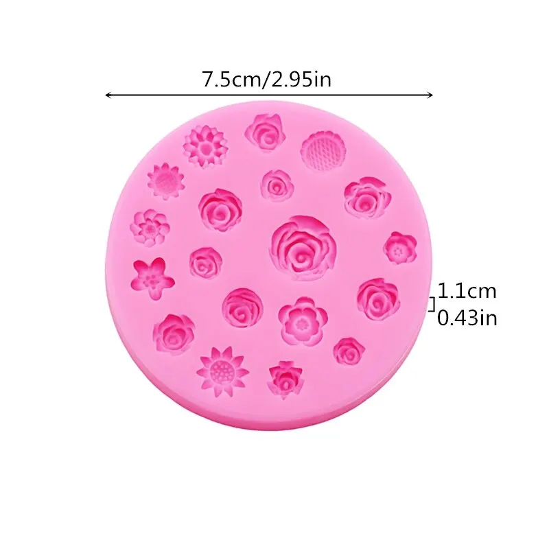 Flowers Silicone Mold Flower Resin Phone Case Head Rope Hair Card Jewelry Accessories Mold Flower Chocolate Cake Silicone Mold