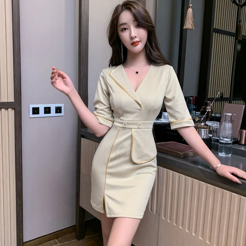 Woman Work Clothes Suit Hotel Waiter Beauty Salon Spa Massage Nail Cafe Sexy Foot Bath Sauna Technician Overall Skirt Uniform