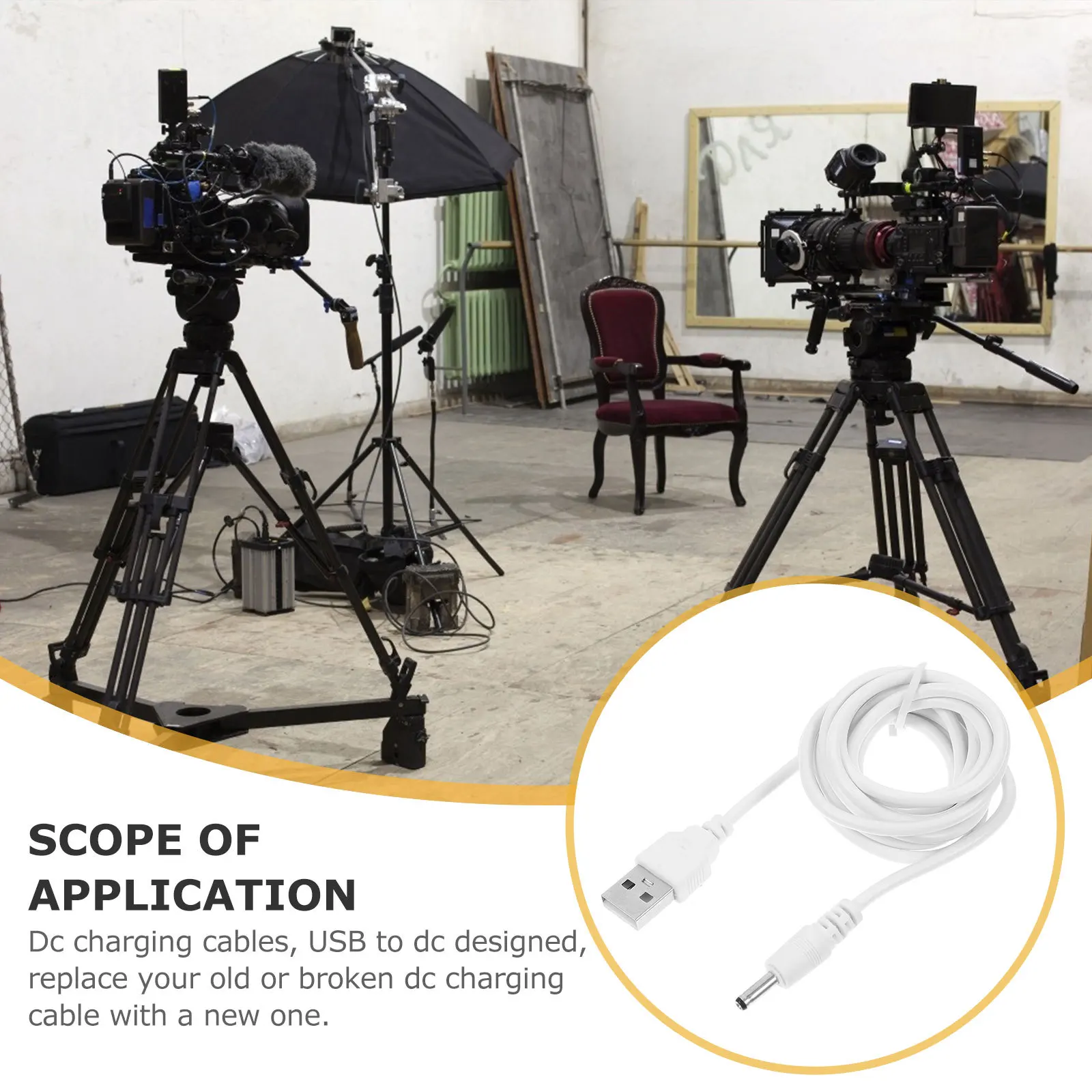 

2pcs Usb To Dc Charging Cable 3.5 X 1.35Mm Replacement Cord For Table Lamp Small Fan Tablet Device Universal Adapter Fast Charge