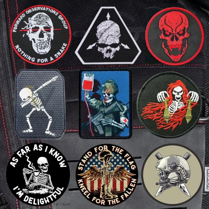 Tactical Skull Series Hook FORWARD Celebrity team Embroidery Patch Transfusion Skull Morale Badge Sticker PVC Dancing skeleton