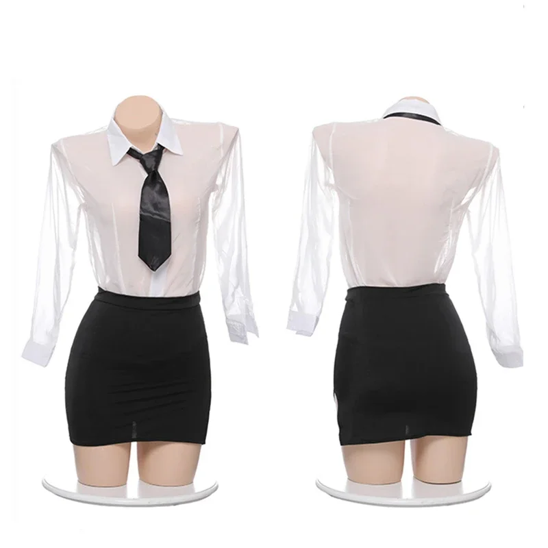 2025 New Sexy Cosplay Secretary Costumes Women's Tie Top Miniskirt Lingerie Set Roleplay Ladies Office Careers Dresses Cou s1d2g